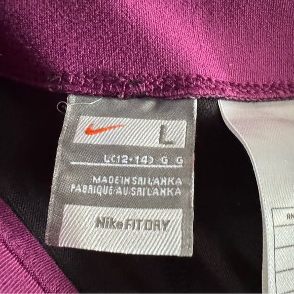 NIKE Dri-FIT Cropped Leggings L High Waisted Black Purple Athletic Capri Sporty - Picture 7 of 14